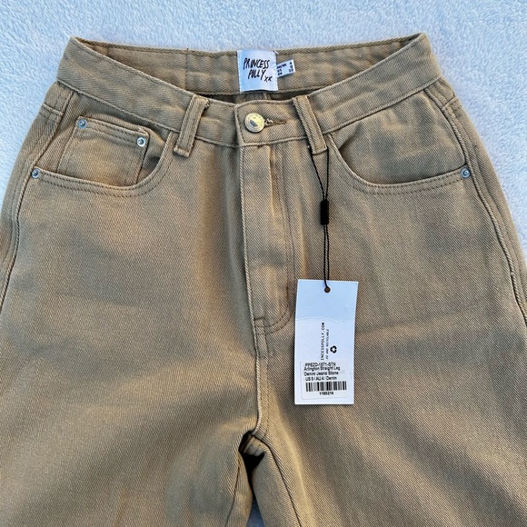 NWT Princess Polly Straight Leg Jeans Sz.4 Beige Raw Cut Hem - Picture 4 of 11